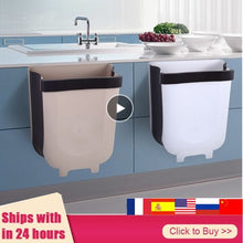 Load image into Gallery viewer, 5L 9L Wall Mounted Folding Waste Bin Kitchen Cabinet Door Hanging Trash Bin Garbage Car Trash Can Wall Mounted Foldable Cleaning

