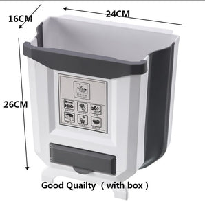 5L 9L Wall Mounted Folding Waste Bin Kitchen Cabinet Door Hanging Trash Bin Garbage Car Trash Can Wall Mounted Foldable Cleaning