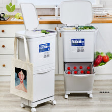 Load image into Gallery viewer, Kitchen Trash Can Recycle Bin Sorting Trash Bin Household Dry And Wet Separation Waste Bin Classification Rubbish Bin with wheel
