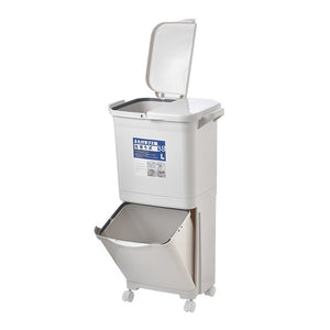 Kitchen Trash Can Recycle Bin Sorting Trash Bin Household Dry And Wet Separation Waste Bin Classification Rubbish Bin with wheel