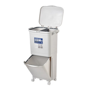Kitchen Trash Can Recycle Bin Sorting Trash Bin Household Dry And Wet Separation Waste Bin Classification Rubbish Bin with wheel