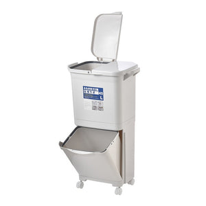 Kitchen Trash Can Recycle Bin Sorting Trash Bin Household Dry And Wet Separation Waste Bin Classification Rubbish Bin with wheel