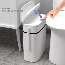 Load image into Gallery viewer, 14L Smart Trash Can Bathroom Zero Waste Bin One Key Garbage Bin Trash Bag Holder in the Kitchen w/ Brush for Toilet Narrow Seam

