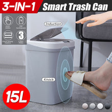 Load image into Gallery viewer, 15L Automatic Touchless Smart Infrared Motion Sensor Rubbish Waste Bin Kitchen Trash Can Garbage Bins for Home Room Kitchen Car
